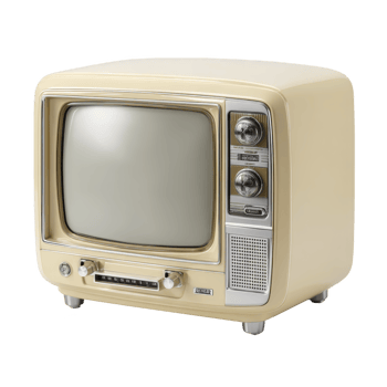 Vintage beige television with retro design and dials evokes nostalgia. classic style and rounded screen reflect mid 20th century technology, perfect for retro themed decor png