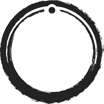 This features simple, hand drawn circle with small dot at top, resembling minimalist design. circle is black and has rough, sketch like texture, giving it artistic and organic feel png