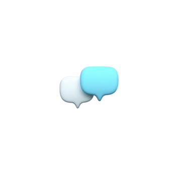 Two speech bubbles, one blue and one white, overlap on transparency background, symbolizing communication and conversation. minimalist design conveys modern and digital feel png
