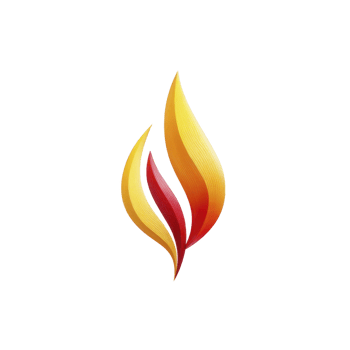 Stylized flame logo with vibrant red, orange, and yellow colors, symbolizing energy and warmth. design features smooth curves and gradient effect, creating dynamic and modern look png
