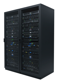 Database and Big Data Storage Servers in Racks. Cut Out, Clipping Path on Transparent Background. png