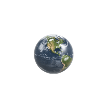 Realistic depiction of Earth from space, showcasing North and South America with visible cloud formations over oceans. planet is set against transparency background, highlighting its vibrant png