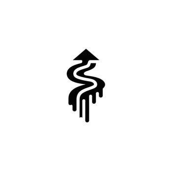 Black arrow with wavy, dripping design creates dynamic and artistic effect, symbolizing movement and creativity. unique style adds modern touch to simple arrow shape png