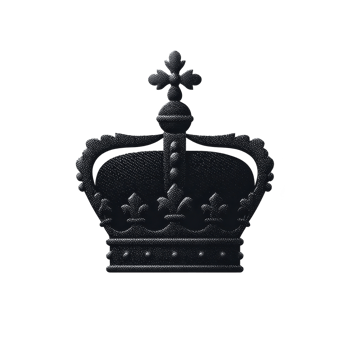 Black crown with intricate detailing and cross on top symbolizes royalty and elegance. design is simple yet regal, evoking sense of authority and tradition png