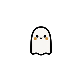 Cute, smiling cartoon ghost with rosy cheeks and simple design on transparent background, perfect for Halloween decorations or playful themes png