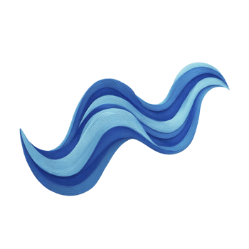 Dynamic abstract wave design in shades of blue, featuring smooth curves and layered textures, creating sense of movement and fluidity png