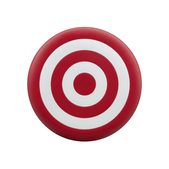 Red and white circular target with concentric rings is centered on plain background, symbolizing precision and focus png