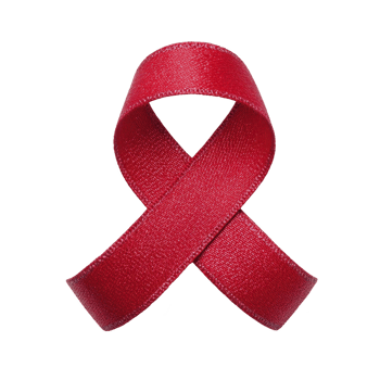 Red awareness ribbon symbolizing support and solidarity for various causes, including HIV,AIDS awareness. png