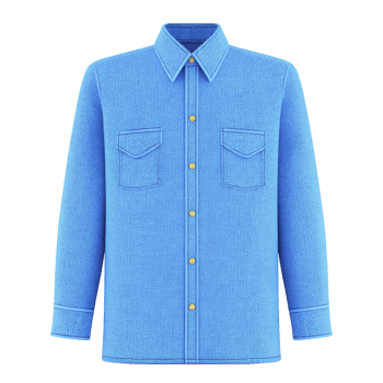Blue textured long sleeve shirt with classic collar and button down front, featuring two chest pockets. shirt has casual yet stylish appearance, suitable for various occasions png