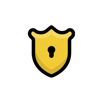 Yellow shield icon with keyhole symbolizes security and protection, often used in digital contexts to represent privacy or safeguarding information. design is simple and effective png