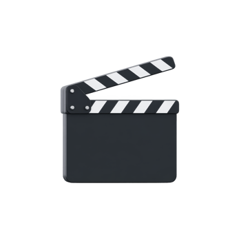 Black and white film clapperboard with open top, used in movie production to mark scenes and takes. clapperboard is classic symbol of filmmaking and cinema png