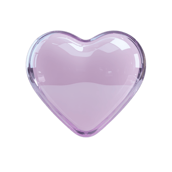 Glossy, translucent pink heart shape with reflective surface, conveying sense of love and affection. heart appears smooth and shiny, with soft, pastel hue png