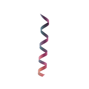 Colorful spiral ribbon with gradient of pink, purple, and blue hues twists elegantly against plain background, creating dynamic and festive appearance png