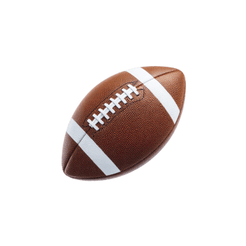Brown leather American football with white laces and stripes is isolated on transparency background. png