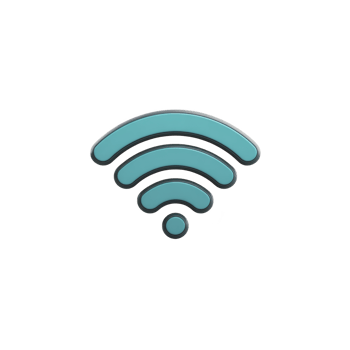 Blue Wi Fi symbol on transparency background represents wireless connectivity and internet access. icon features curved lines radiating from central point, symbolizing signal strength png