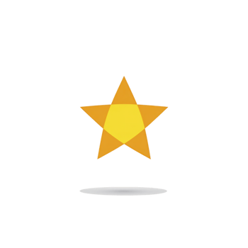 Bright yellow star with subtle shadow beneath it, set against plain transparency background, conveys simplicity and positivity png