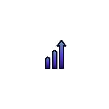 Blue gradient bar chart with upward arrow symbolizes growth and success, conveying sense of progress and achievement png