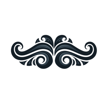Elegant black and blue ornamental flourish design with swirling patterns, perfect for decorative purposes. symmetrical motif adds touch of sophistication and style png