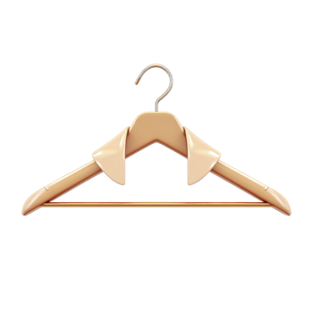 Beige plastic clothes hanger with metal hook is displayed against transparency background, showcasing its simple and functional design png