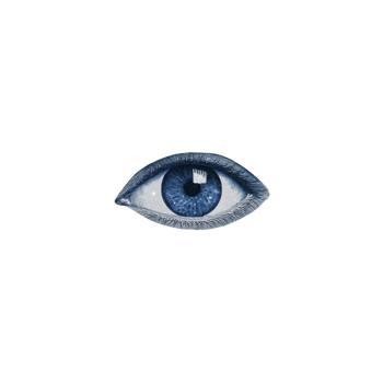 Detailed illustration of blue eye with realistic iris and eyelashes, set against transparent background, conveys sense of focus and observation png