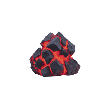 Glowing, fiery rock with dark, cracked surface reveals bright, molten lava beneath, creating dramatic and intense visual effect png
