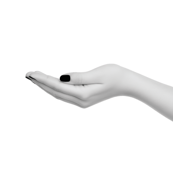Monochrome image of open hand with black nail polish on transparency background, symbolizing offering or receiving. minimalist style emphasizes simplicity and elegance png