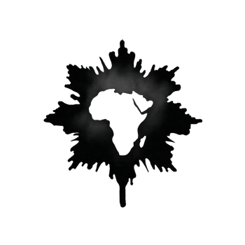 Black silhouette of African continent is creatively integrated into starburst design, symbolizing unity and strength. bold contrast and abstract style evoke sense of empowerment and pride png