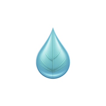 Blue, stylized leaf icon with glossy finish and pointed tip, symbolizing nature and freshness. design is simple and modern, suitable for eco friendly themes png