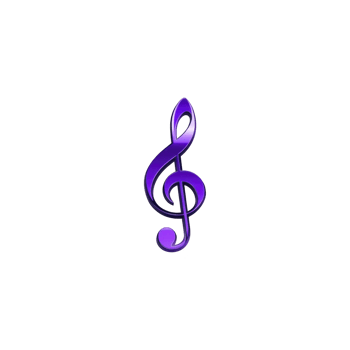 Vibrant purple treble clef symbol stands out against transparency background, representing music and creativity. glossy finish adds modern touch to this classic musical icon png