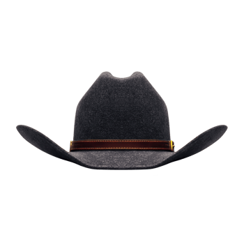 Classic black cowboy hat with wide brim and brown leather band, perfect for adding touch of Western style to any outfit. hat structured design offers both style and sun protection png
