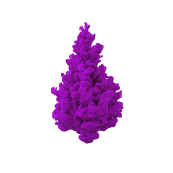 Vibrant purple ink cloud forms dynamic, tree like shape against transparency background, creating striking visual effect. swirling motion and rich color evoke sense of creativity and fluidity png