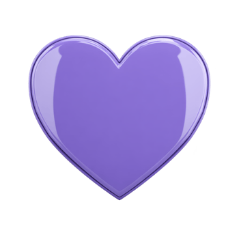 Glossy purple heart icon with smooth, reflective surface, symbolizing love and affection. vibrant color and shiny finish give it modern and appealing look png