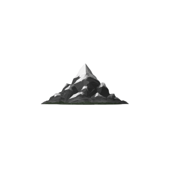 Stylized, low poly mountain illustration with sharp, angular peaks and minimalist design, set against transparent background. geometric shapes create modern and abstract feel png