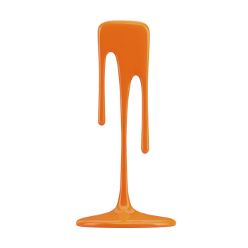 Vibrant orange liquid drips down in smooth, glossy stream, creating visually striking and artistic effect. fluidity and rich color evoke sense of creativity and energy png