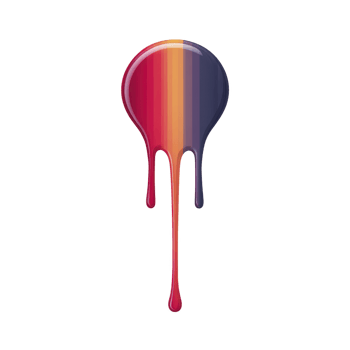 Vibrant, multicolored paint drip design featuring vertical stripes of red, orange, yellow, purple, and blue, creating dynamic and artistic effect png