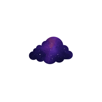 Dreamy illustration of cloud filled with starry night sky, blending deep purples and blues, evokes sense of wonder and imagination png