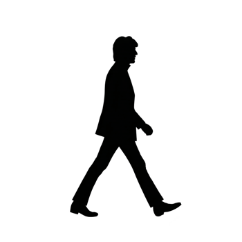 Silhouette of person walking, depicted in side profile against plain background, conveys sense of movement and simplicity. image captures essence of motion in minimalist style png