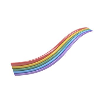 Vibrant curved rainbow stripe with glossy finish featuring red orange yellow green blue and purple colors creating dynamic and cheerful visual effect png