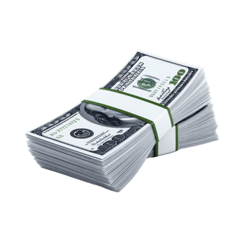 Stack of hundred dollar bills is neatly bundled with white band, symbolizing wealth and financial success. crisp, new bills are arranged in orderly fashion, reflecting prosperity png