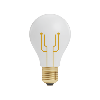 Light bulb with circuit design symbolizes innovation and technology, blending traditional lighting with modern digital concepts. gold circuit pattern adds futuristic touch to classic bulb shape png