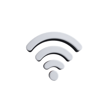 3D illustration of Wi Fi symbol with glossy, metallic finish, representing wireless connectivity and internet access. symbol is isolated on transparency background png