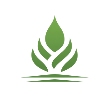 Green abstract leaf logo design with modern and minimalist style, featuring layered leaf shapes forming symmetrical pattern. design conveys sense of nature and growth png