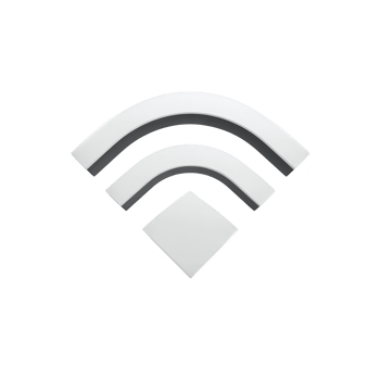 3D white Wi Fi symbol on transparency background, representing wireless connectivity and internet access. minimalist design emphasizes technology and communication png