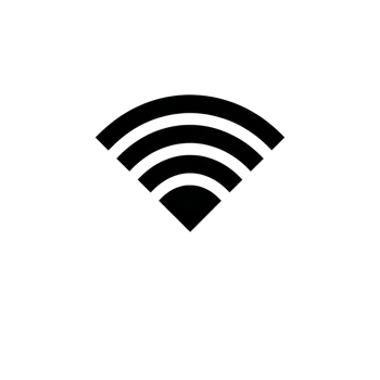 Black Wi Fi symbol on transparent background represents wireless internet connectivity. icon features curved lines radiating from central point, symbolizing signal strength png