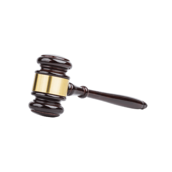 Wooden gavel with gold band is depicted against transparency background, symbolizing justice and authority. gavel is polished and represents legal proceedings or auctions png