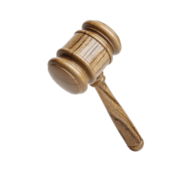 Wooden gavel with smooth finish, symbolizing justice and authority, is isolated on transparency background. gavel is traditionally used in courtrooms and auctions png