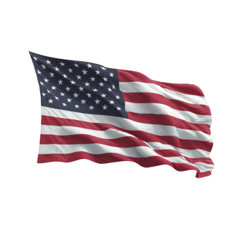 Image shows American flag waving in wind, featuring red and white stripes and white stars on blue field, symbolizing patriotism and national pride png