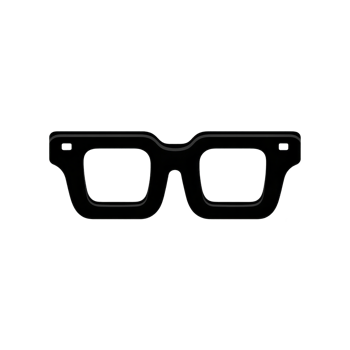 Simple black silhouette of eyeglasses with classic rectangular frame design, often associated with retro or vintage style. image is minimalistic and iconic png