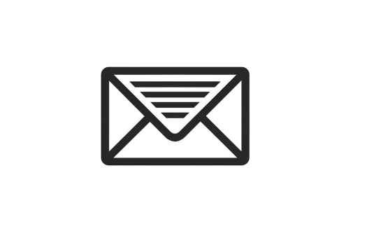 Simple black and white illustration of envelope icon, symbolizing email or messaging, with minimalist design. icon is outlined and features classic envelope shape.envelope icon png