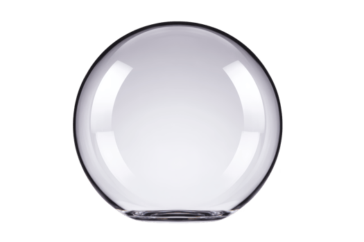 Clear glass sphere with reflective surface, isolated on transparency background, showcasing its smooth and transparent qualities. sphere simplicity and elegance are highlighted png